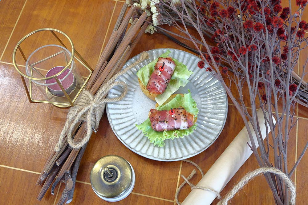 茶會點心-德腸培根開放三明治